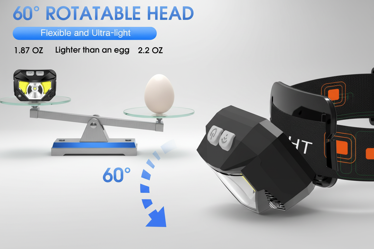 1200 Lumen LED Headlamp, Hands-Free, Motion Sensor, 2-Pack, Never Fumble in the Dark Again