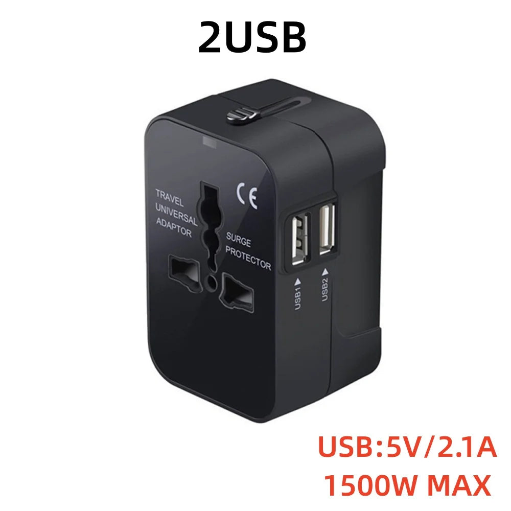 Universal Travel Adapter with Dual USB, UK to EU & Worldwide Plugs Travel Anywhere Without Worries ( Limited Stock )