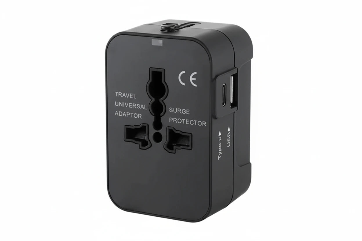 Universal Travel Adapter with Dual USB, UK to EU & Worldwide Plugs Travel Anywhere Without Worries ( Limited Stock )